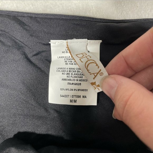NEW Becca Fine Line Ribbed Bikini Bottoms Black SZ Medium - Picture 7 of 12